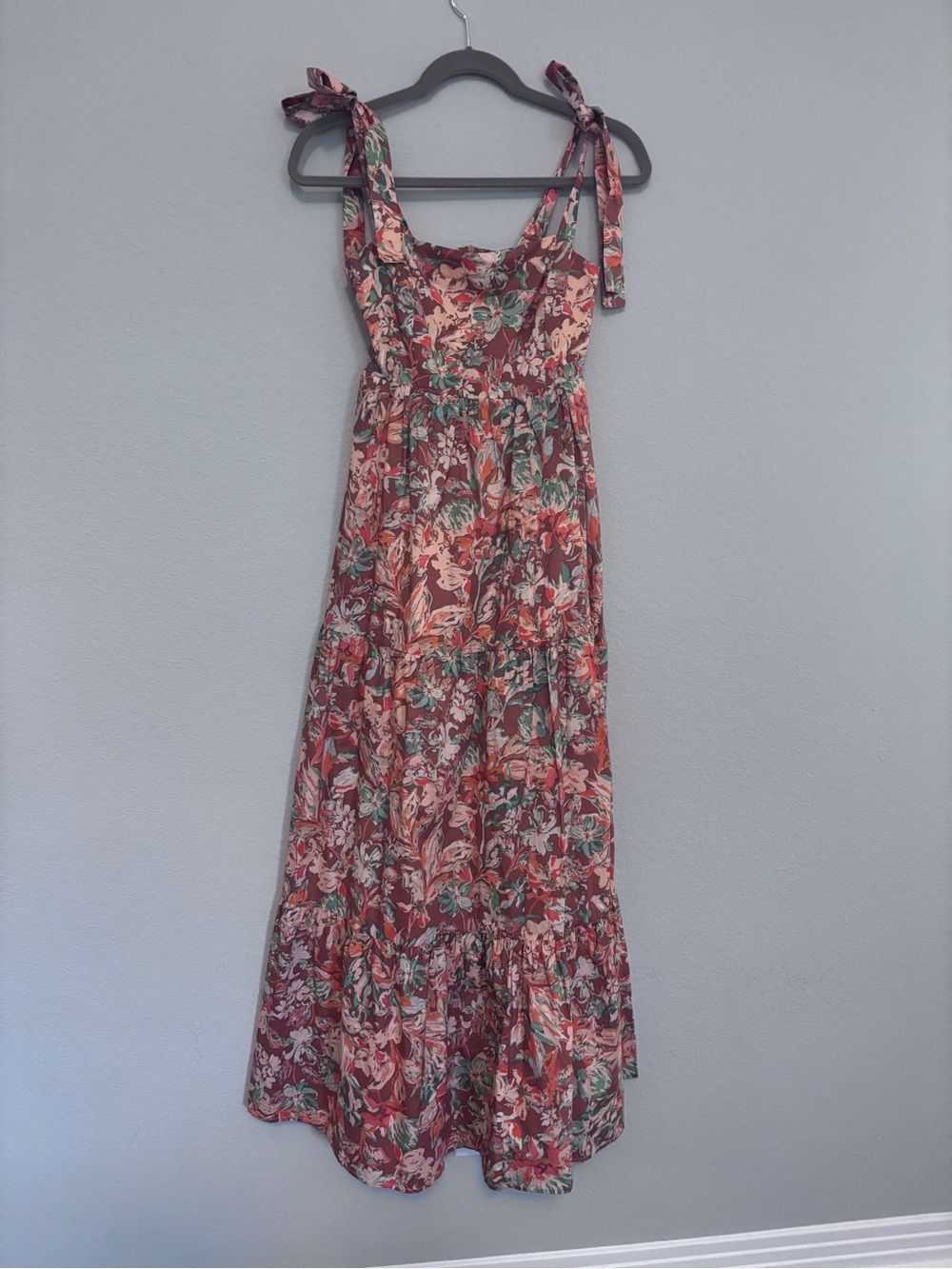 Floral Tie-Shoulder Maxi Dress